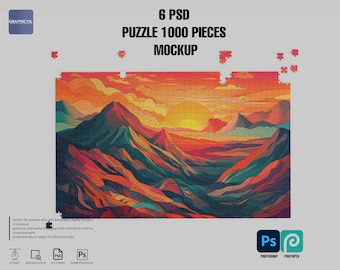 Dye sublimation 1000 piece Puzzle Mockup 6 PSD , 25x40 pieces, Puzzle Mockup, Jigsaw Design Template, Puzzle design mockup Puzzle piece 1000