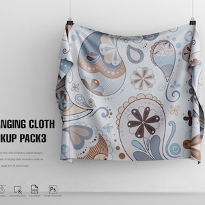 Hanging cloth mockup | fabric mockup, cover mockup, stretch, smooth, wrinkle, square, banner, flag, sheet, empty, drape, poster, canvas