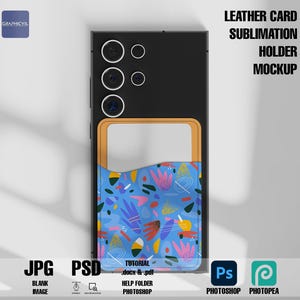 Sublimation leather credit card holder mockup, Leather card caddy mockup, Sublimation card holder mockup, Credit card holder mockup Card PSD