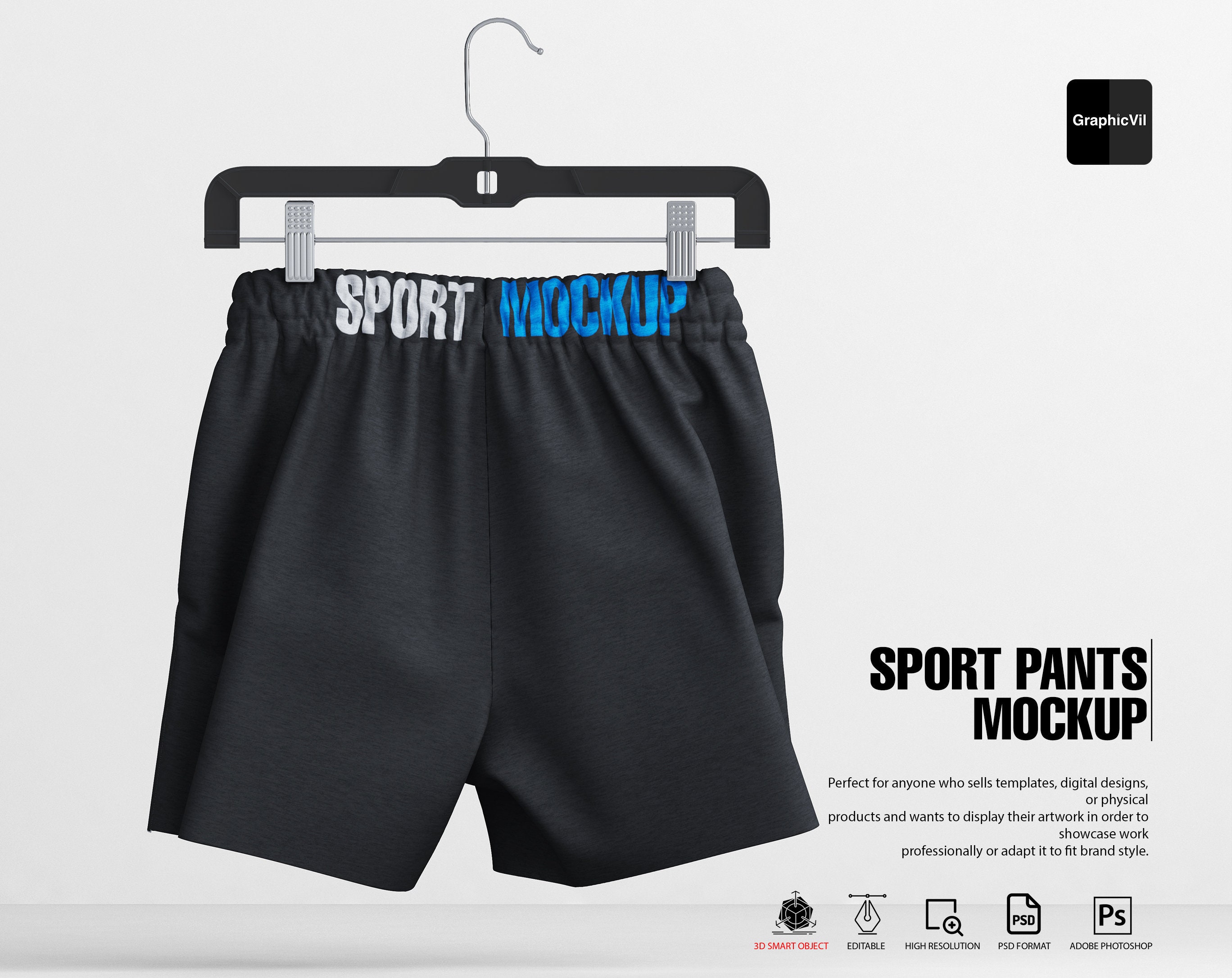 Short Sport Pants for Men Mockup Graphic by graphicvil · Creative Fabrica