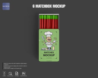 Dye Sublimation Matchbox Mockup: Packaging Design (PSD File)