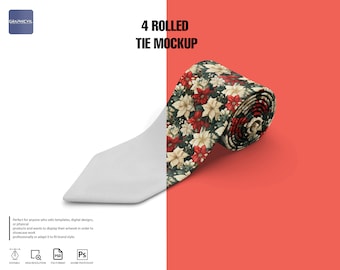 Rolled Necktie Mockup: Customizable PSD Template