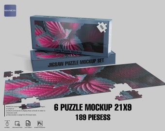 189-Piece Puzzle Mockup: Jigsaw Design Template (PSD)