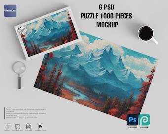 Dye sublimation 1000 piece Puzzle Mockup 6 PSD , 25x40 pieces, Puzzle Mockup, Jigsaw Design Template, Puzzle design mockup Puzzle piece 1000
