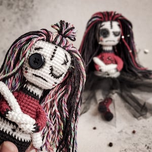 CROCHET PATTERN Gothic Doll / Gothic Amigurumi Doll / Amigurumi Little Doll / Crochet creepy Girl / Voodoo Doll / Halloween Pattern image 8