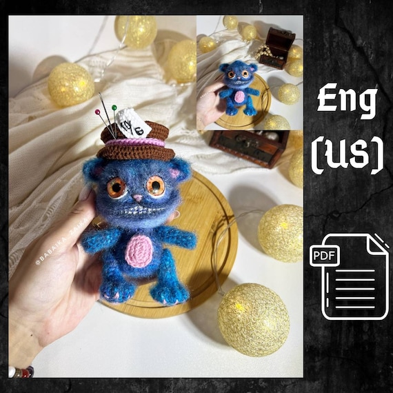 Preview of PDF Pattern Cheshire Cat Doll, Alice in Wonderland, Amigurumi Cheshire cat, Realistic Pattern Cheshire Amigurumi baby cat Alice's Adventures by CrochetFunnyFriends
