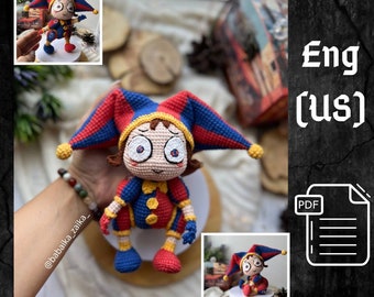 Modèle PDF Pomni au crochet, Incroyable modèle numérique Circus Amigurumi, Monstre au crochet, Modèle Halloween au crochet, Clown Amigurumi