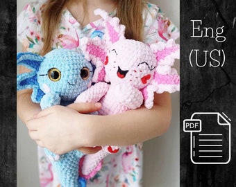 PDF Crochet Axolotl Pattern, Cute Amigurumi Salamander Toy Pattern, Eco-Friendly DIY Gift, Unique Axolotl Crochet, Handmade Toy Guide