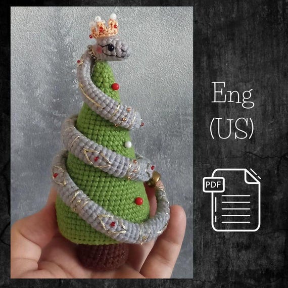 Preview of PDF Crochet Snake Pattern, Christmas Snake Amigurumi, Festive Rattlesnake Crochet, Handmade Snake Gift, Unique Holiday Decor, DIY Snake Toy by CrochetFunnyFriends