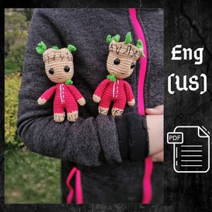 PDF Amigurumi Groot Crochet Pattern, Cute Baby Groot Amigurumi, Mini Tree Crochet Toy, Guardians of the Galaxy Inspired Crochet Pattern DIY
