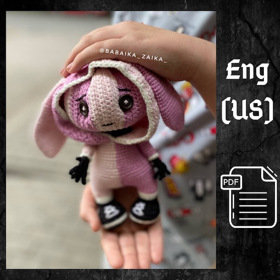 Preview of PDF Crochet Creepy Bunny Pumpkin pattern, Halloween amigurumi, Amigurumi pumpkin, Amigurumi Pumpkin monster, DIY Handmade Toy, Spooky Gift by CrochetFunnyFriends