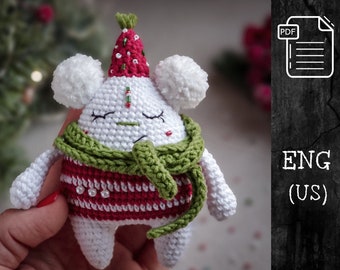 Christmas CROCHET PATTERN / Amigurumi Mr. Snowball / Crochet monster / Crochet spirit pattern / Crochet PDF pattern / Instant download