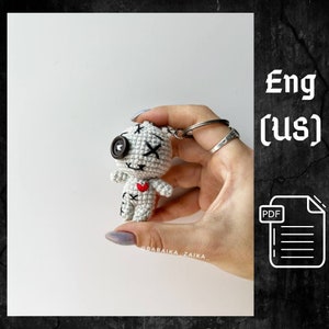 PDF Crochet Voodoo Doll Pattern, Keychain Pattern Amigurumi, Cute Voodoo Doll, little goth doll, baby voodoo, Amigurumi Voodoo Doll tutorial