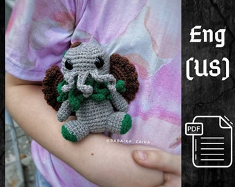 PDF Cthulhu Amigurumi Pattern, Digital Download, Baby Cthulhu, Crochet pattern Cthulhu, Cute Cthulhu, Cthulhu Calling Pattern, Mini Cthulhu