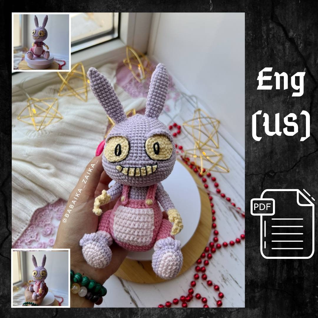 PDF Crochet Jax Pattern, Amazing Digital Circus Amigurumi Bunny Pattern ...