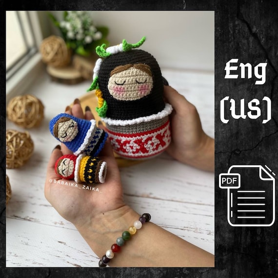 Preview of PDF Matryoshka Crochet Pattern Crochet Amigurumi Doll Pattern PDF Stuffed Toy Pattern English Pattern Amigurumi toy Crochet Matryoshka Doll by CrochetFunnyFriends