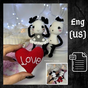 PDF Dolls in Love Crochet Pattern, Amigurumi Couple, Valentine's Day Gift, Crochet Doll Boy and Girl, Heart Pattern, Cute Small Toy PDF