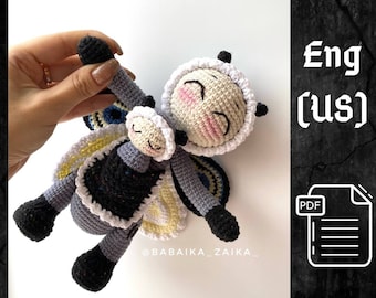 PDF Crochet Pattern Butterfly and caterpillar, Amigurumi baby caterpillar, Butterfly doll, Butterfly crochet doll pattern, amigurumi animal