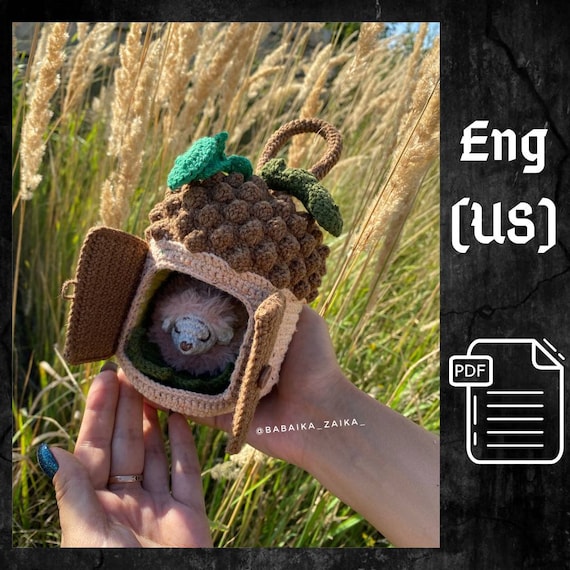 Preview of PDF Crochet pattern Hedgehog in Acorn, Amigurumi pattern, Crochet Cute Funny Animal, Forest animal, Realistic amigurumi pattern by CrochetFunnyFriends