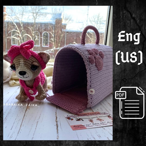 Preview of PDF Chihuahua Dog in a Carrier Bag Crochet pattern, Crochet Animal Pattern, Crochet Puppy, Amigurumi baby toy, Crochet Cute Dog Amigurumi by CrochetFunnyFriends