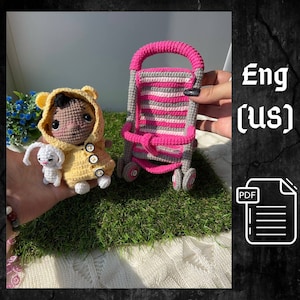 PDF Crochet Pattern Baby in a Baby Stroller,  Amigurumi baby doll pattern, Crochet Stroller, Cute bunny, Crochet animal, Crochet carriage