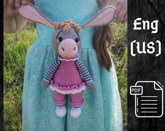 PDF donkey crochet pattern, crochet donkey, donkey pattern, crochet pattern, amigurumi donkey, cute donkey toy, amigurumi donkey pattern