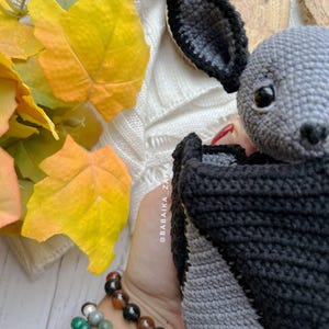 Cute crochet bat pattern PDF, skeleton wing details, easy Halloween amigurumi for beginners, instant download.