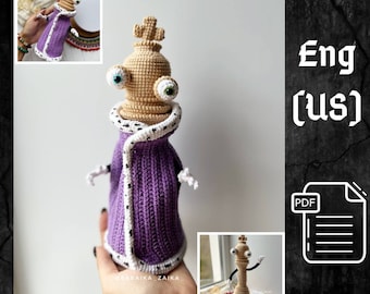 PDF Crochet Kinger Pattern, Amazing Digital Circus Amigurumi Pattern, Crochet Monster, Halloween Pattern, Chess Pattern, Amigurumi Doll