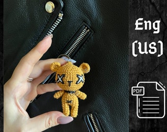 PDF Crochet Goth Bear Pattern, Amigurumi goth teddy bear Voodoo doll Pattern, Keychain Crochet Pattern Halloween Crochet Pattern Voodoo Bear