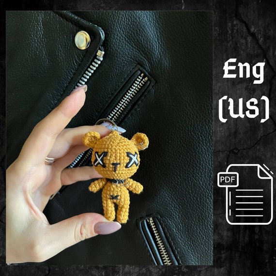 Preview of PDF Crochet Goth Bear Pattern, Amigurumi goth teddy bear Voodoo doll Pattern, Keychain Crochet Pattern Halloween Crochet Pattern Voodoo Bear by CrochetFunnyFriends