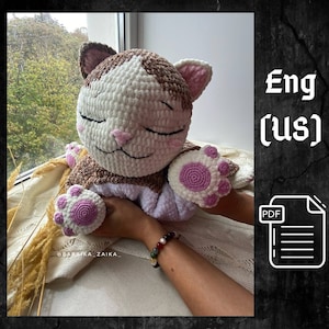 PDF Crochet Pillow Toy Pattern Marshmallow Kitty Amigurumi Plush Kitty Cute cat Amigurumi animal Crochet animal plush pattern Pillow pattern