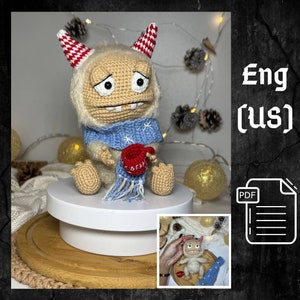 PDF Crochet Christmas Monster Pattern, Christmas Yeti Crochet Pattern, Animal Crochet Crochet Ornament Christmas baby Animal Christmas Decor