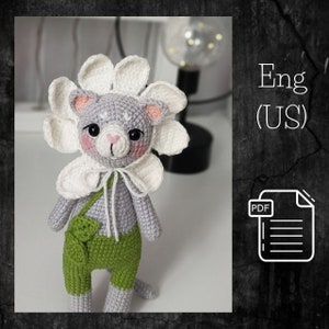 PDF Häkelanleitung Amigurumi Katze - Kätzchen Häkelpuppe, Handgemachtes Blumen Katzenspielzeug, Einzigartiges Amigurumi Muster