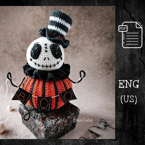 Wzór szydełkowy Jack / dynia amigurumi / szydełkowy wystrój Halloween / PDF w języku angielskim