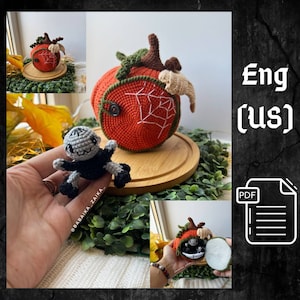 PDF Crochet Halloween Pumpkin House Pattern and Spider, Amigurumi Pumpkin, Halloween decor, Amigurumi Spider, Amigurumi House Pattern