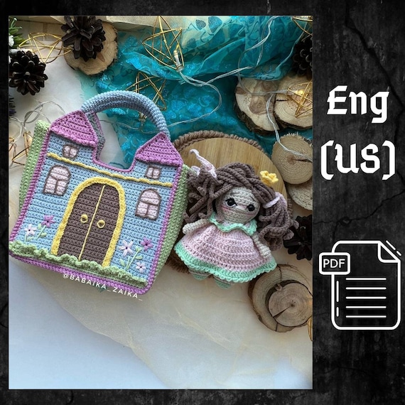 Preview of PDF Crochet Pattern Castle for a Princess, Amigurumi doll pattern, Crochet castle, Cute doll, Doll pattern, Amigurumi doll by CrochetFunnyFriends