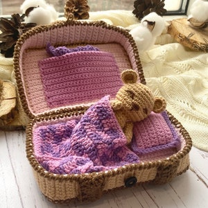 PDF Crochet Pattern Teddy Bear in Suitcase, Small Toy Pattern, Amigurumi, Animal Pattern, Amigurumi bear pattern, TUTORIAL bear in Eng image 4