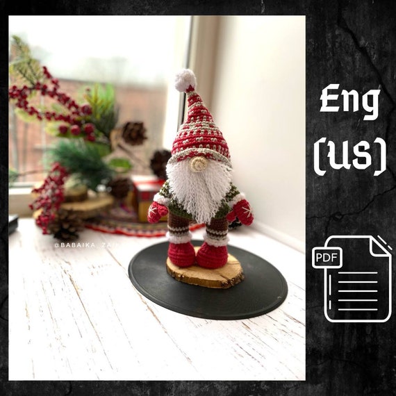 Preview of PDF Crochet Pattern Christmas Gnome doll, Amigurumi Scandinavian Gnome Tutorial, Santa Gnome Doll, Christmas ornaments, DIY Christmas Decor by CrochetFunnyFriends