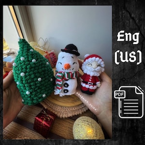 PDF Christmas SET: Santa Claus Snowman Christmas Tree Christmas ornament Christmas decoration Xmas toy Christmas Pattern Amigurumi Pattern