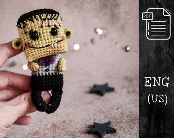 Padrão de crochê do bebê Frankenstein - Boneco monstro amigurumi exclusivo para o Halloween - Presente de crochê faça você mesmo para fãs de terror - Padrão digital em PDF