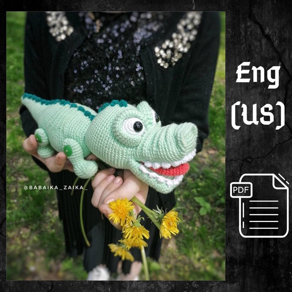 PDF Amigurumi Funny Crocodile Amigurumi Animal Funny crochet crocodile Crochet crocodile pattern crocheted alligator pattern crochet animal