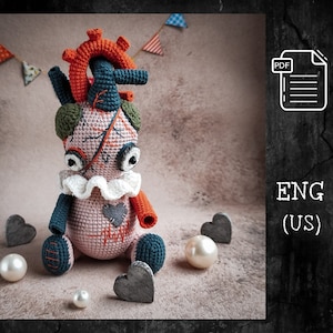 PDF Crochet Anatomical Heart Pattern, Amigurumi Human Heart, Realistic Crochet Heart, Digital Crochet DIY Toy Pattern, Unique Medical Gift