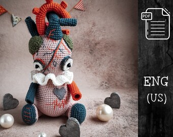 PDF Crochet Anatomical Heart Pattern, Amigurumi Human Heart, Realistic Crochet Heart, Digital Crochet DIY Toy Pattern, Unique Medical Gift