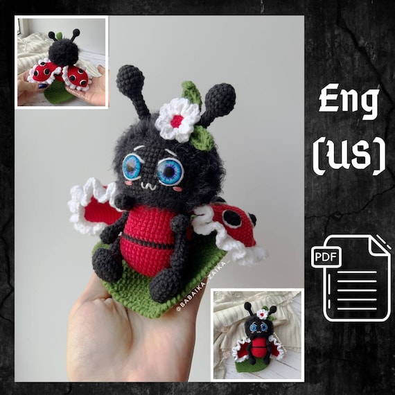 Preview of PDF Crochet Little Ladybug Pattern,  Amigurumi Ladybug Pattern, Crochet Insect, Crochet Bug Doll Crochet Pattern, Amigurumi cute bug, Leaf by CrochetFunnyFriends