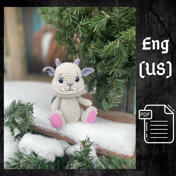 Preview of PDF Crochet Gargoyle Pattern, Amigurumi Gargoyle, Crochet Halloween Pattern, Amigurumi Dragon, Amigurumi animal, Crochet animal by CrochetFunnyFriends