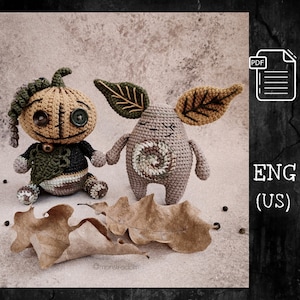 Amigurumi pattern SET 2 in 1 / Halloween Pumpkin Crochet Pattern / Crochet cute forest spirit / Crochet pattern in English PDF