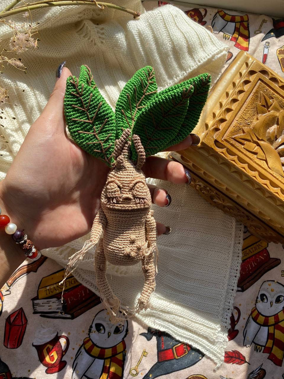 PDF かぎ針編みのマンドレイク植物、花、かわいいマンドラゴラ人形