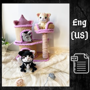 Wzór na szydełko w formacie PDF Wzór na kota Сat Paradise Amigurumi, Myszka szydełkowa, Słodki kot, Zwierzę amigurumi, Zwierzę szydełkowe, Wzór na dom amigurumi