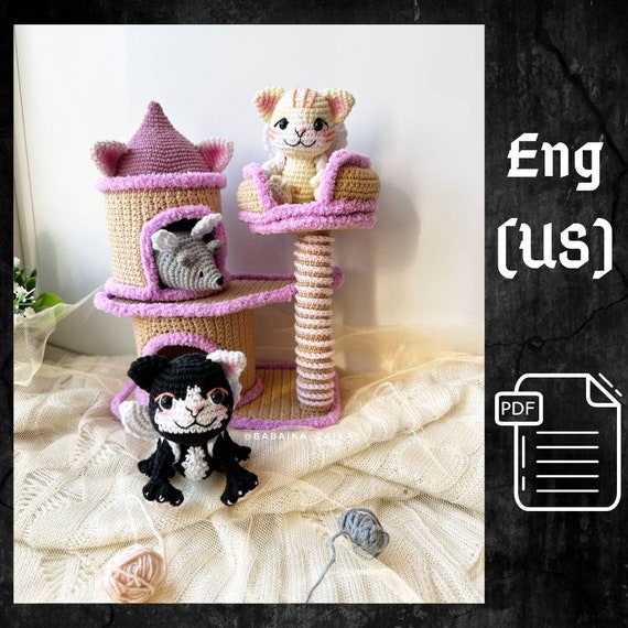 Preview of PDF Crochet Pattern Сat Paradise Amigurumi cat pattern, Crochet Mouse, Cute cat, Amigurumi animal, Crochet animal, Amigurumi House Pattern by CrochetFunnyFriends