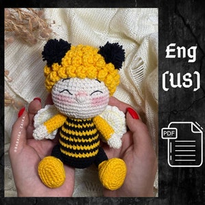 PDF Crochet Pattern Cute Baby Bee, Amigurumi bee pattern, Bee doll, Bee crochet doll pattern, amigurumi animal, Cute bee pattern